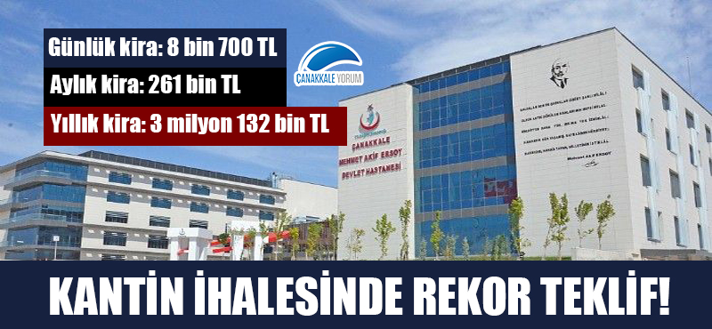 Devlet Hastanesi kantin ihalesinde rekor teklif: Yıllık kira bedeli 3 milyon 132 bin TL