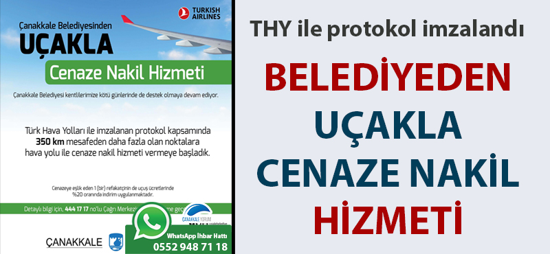 Çanakkale Belediyesinden uçakla cenaze nakil hizmeti