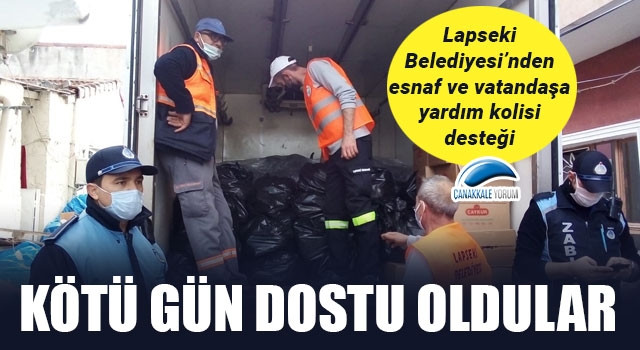 Lapseki Belediyesi'nden esnaf ve vatandaşa yardım kolisi desteği