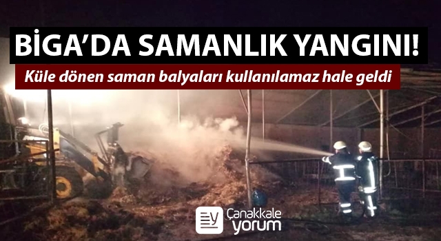 Biga’da samanlık yangını!