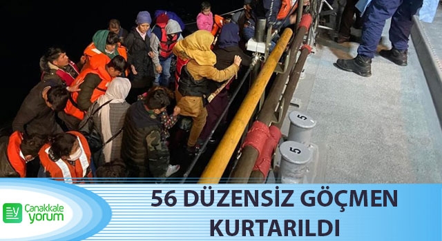 Çanakkale açıklarında 56 düzensiz göçmen kurtarıldı