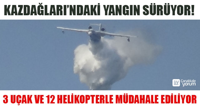 Kazdağları’ndaki yangına 3 uçak ve 12 helikopterle müdahale ediliyor