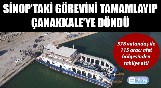 Kilitbahir gemisi Sinop’taki görevini tamamlayıp Çanakkale’ye döndü