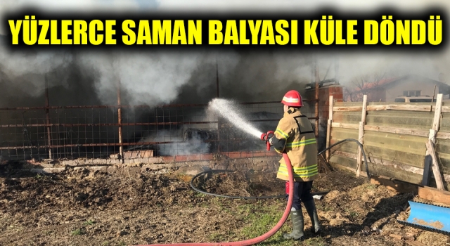 300 saman balyası yangında kül oldu!