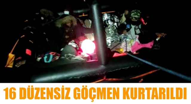 Ayvacık açıklarında 16 düzensiz göçmen kurtarıldı