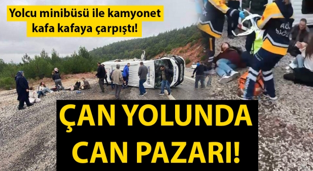 Çanakkale’de minibüs ile kamyonet çarpıştı: 6 yaralı