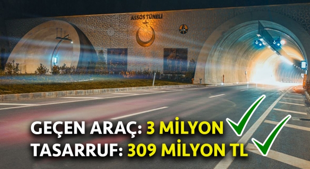 Çanakkale’de Ayvacık-Küçükkuyu tünellerini 1 yılda 3 milyon araç kullandı