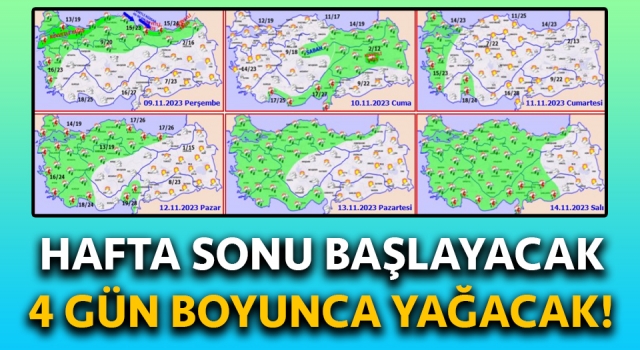 Çanakkale 4 gün boyunca yağış alacak!