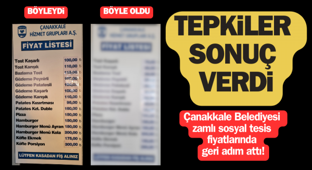 Çanakkale Belediyesi zamlı sosyal tesis fiyatlarında geri adım attı!