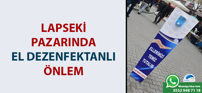 Lapseki pazarında el dezenfektanlı önlem