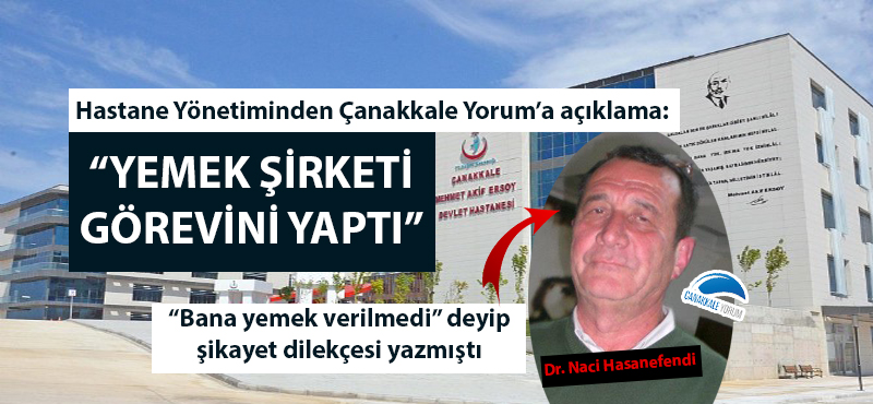 Devlet Hastanesi Yönetimi: "Yemek şirketi görevini yaptı"