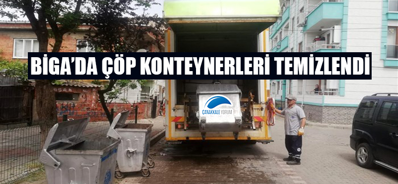 Biga'da çöp konteynerleri temizlendi