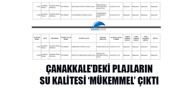 Çanakkale'deki plajların su kalitesi 'mükemmel' çıktı