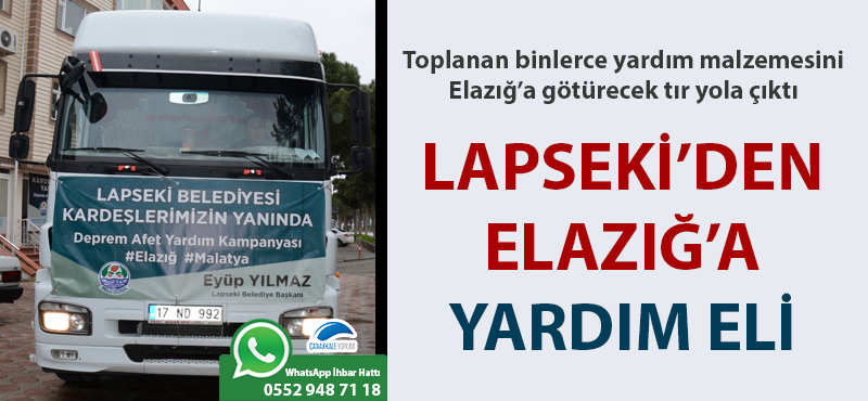 Lapseki’den Elazığ’a yardım eli