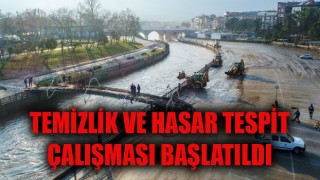 Biga’daki çay taşını sonrası hasar tespit ve temizlik çalışması başlatıldı