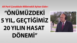 AK Partili Gider: “Önümüzdeki 5 yıl, geçtiğimiz 20 yılın hasat dönemi”