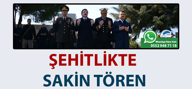 Şehitlikte sakin tören