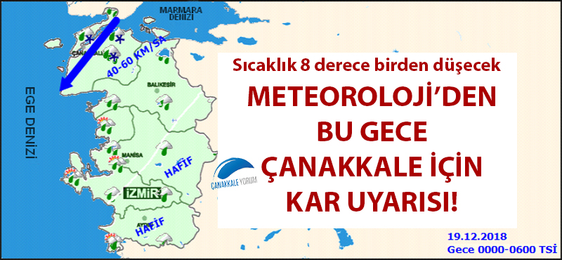 Meteoroloji'den bu gece Çanakkale için kar uyarısı!