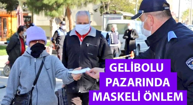 Gelibolu pazarında maskeli önlem