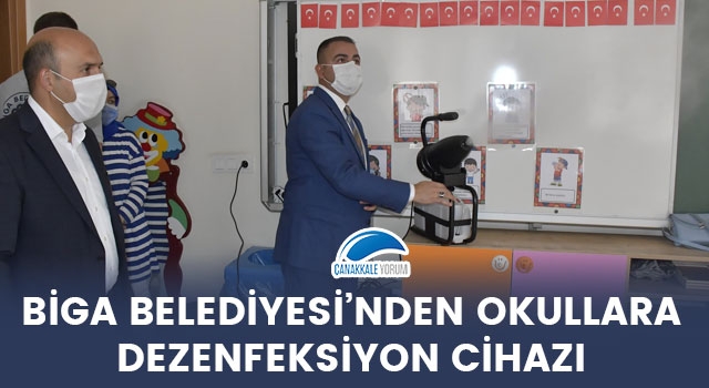 Biga Belediyesi’nden okullara dezenfeksiyon cihazı