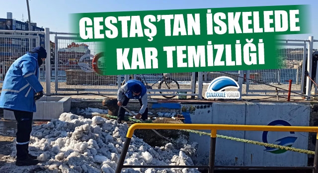 Gestaş'tan iskelede kar temizliği