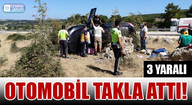 Ayvacık’ta otomobil takla attı: 3 yaralı