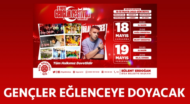 Biga’da gençler, 19 Mayıs Gençlik Festivali’nde eğlenecek