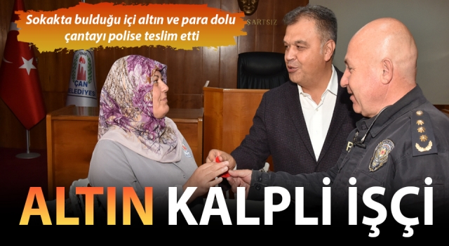 Temizlik işçisi yolda bulduğu altın ve para dolu çantayı polise teslim etti