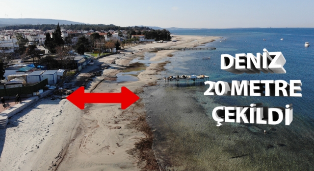 Çanakkale'de deniz 20 metre çekildi