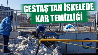 Gestaş'tan iskelede kar temizliği