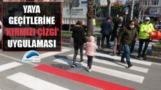 Çanakkale’de yaya geçitlerine ‘kırmızı çizgi’ uygulaması