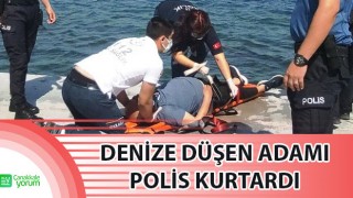 Kordonda denize düşen yaşlı adamı polis kurtardı