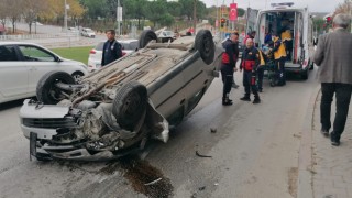 Aracıyla takla atan sürücü yaralandı!