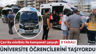 Çan’da minibüs ile kamyonet çarpıştı: 8 yaralı