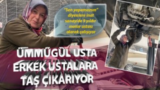 Erkek ustalara taş çıkarıyor, otomobillerin motorunu tamir ediyor